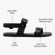 Larroude Florence Flat Sandal In Black Leather