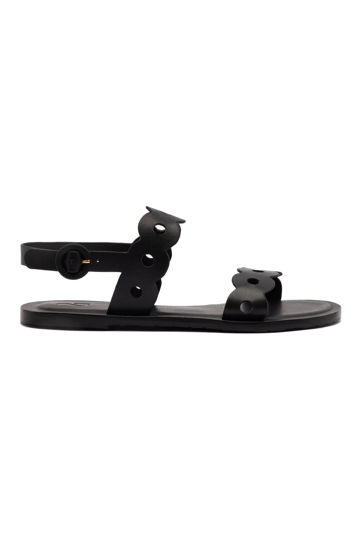 Larroude Florence Flat Sandal In Black Leather