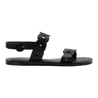 Larroude Florence Flat Sandal In Black Leather