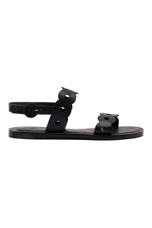 Larroude Florence Flat Sandal In Black Leather