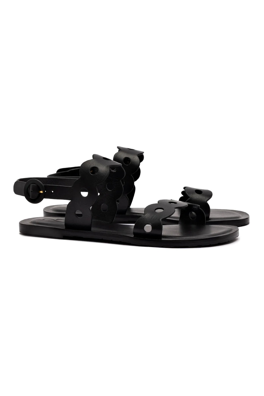 Larroude Florence Flat Sandal In Black Leather