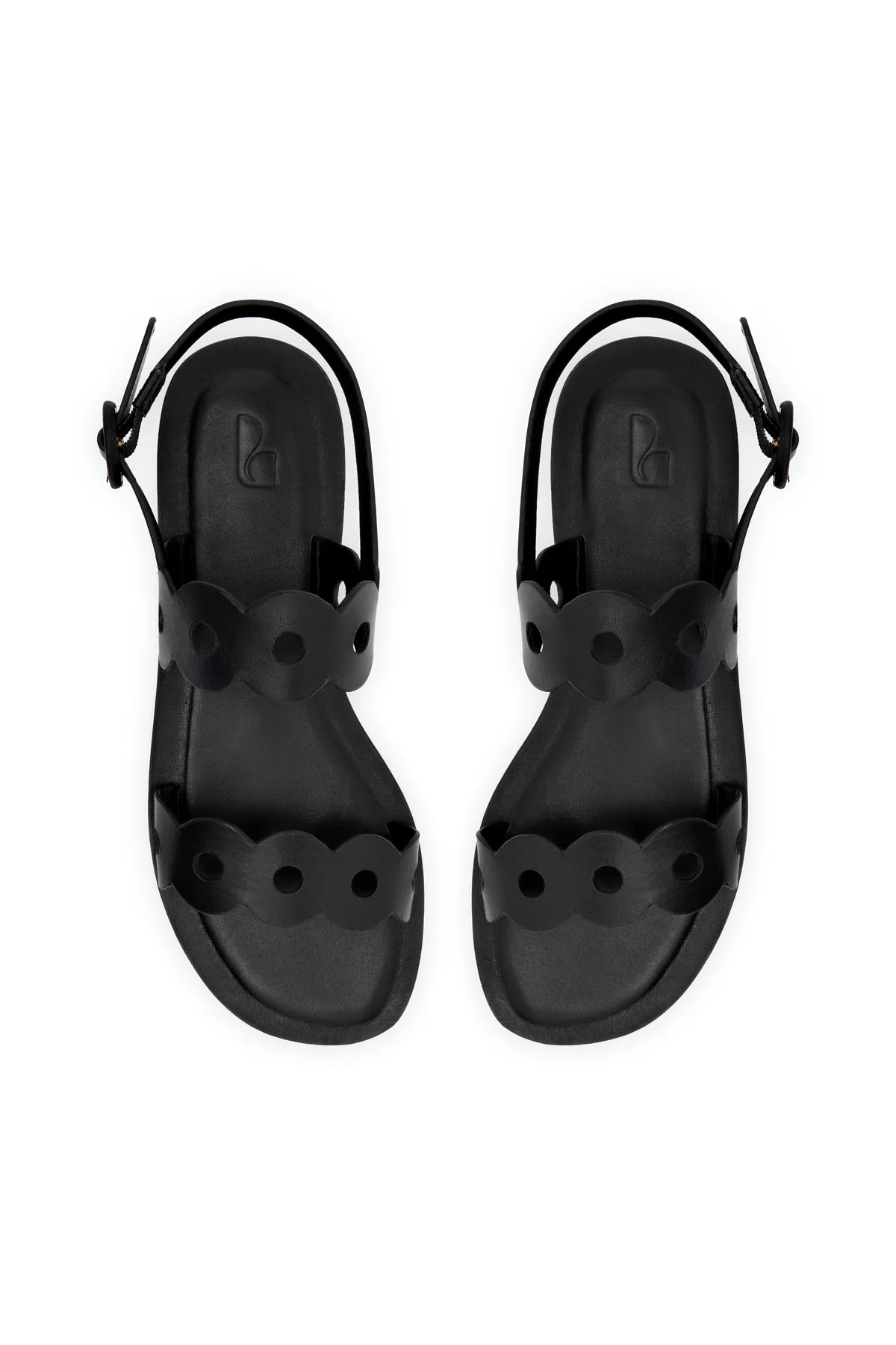 Larroude Florence Flat Sandal In Black Leather