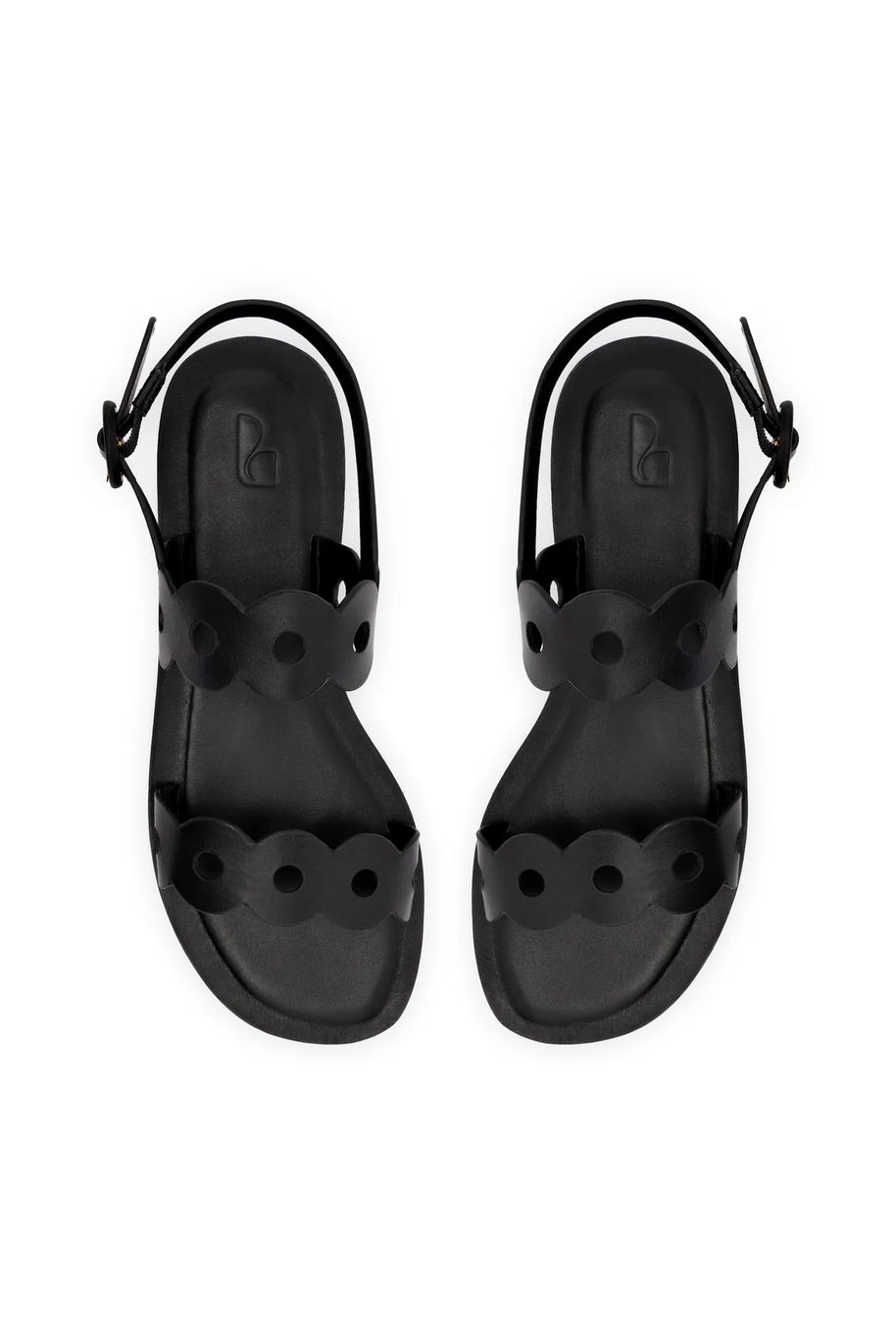 Larroude Florence Flat Sandal In Black Leather