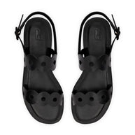 Larroude Florence Flat Sandal In Black Leather