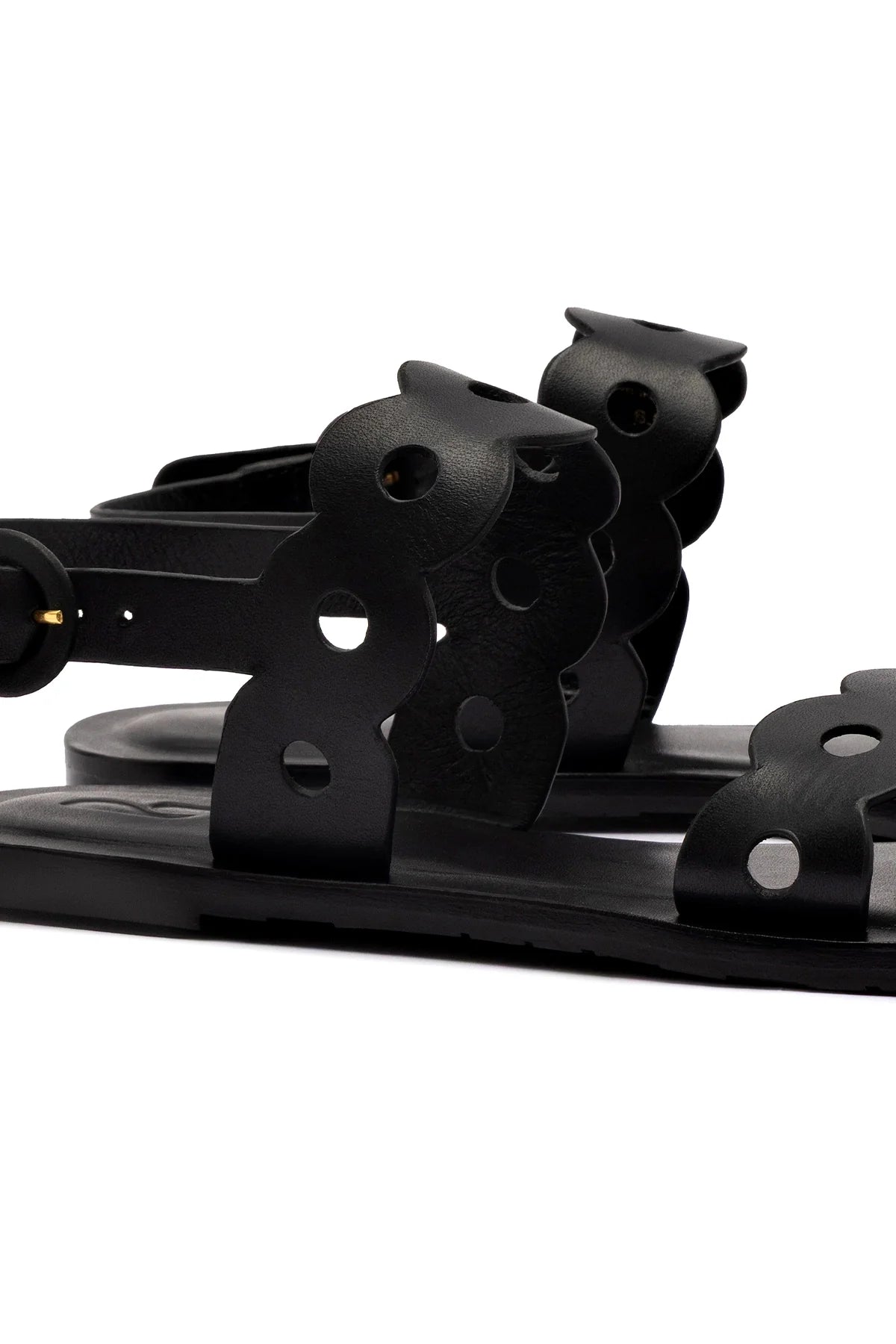 Larroude Florence Flat Sandal In Black Leather