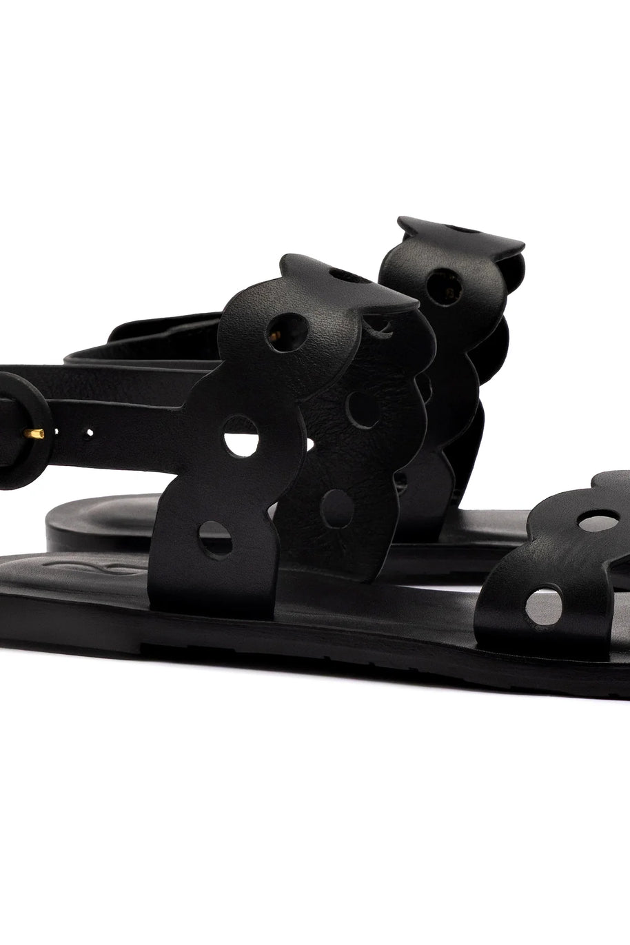 Larroude Florence Flat Sandal In Black Leather