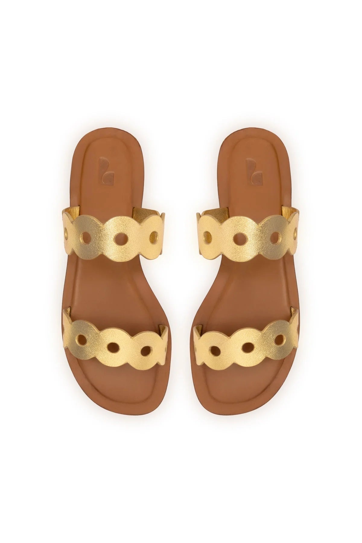 Larroude Florence Flat Mule In Gold Metallic Leather