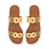 Larroude Florence Flat Mule In Gold Metallic Leather