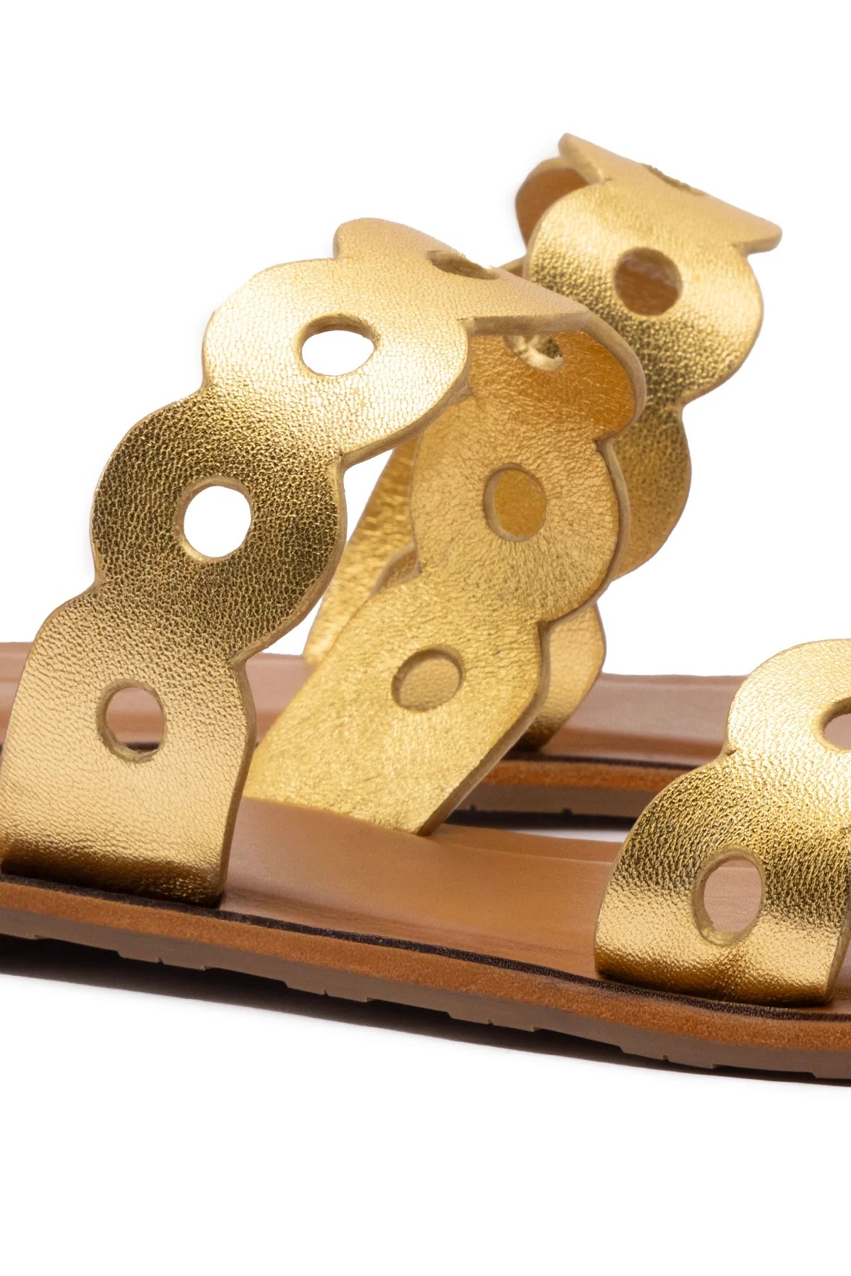 Larroude Florence Flat Mule In Gold Metallic Leather