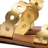 Larroude Florence Flat Mule In Gold Metallic Leather