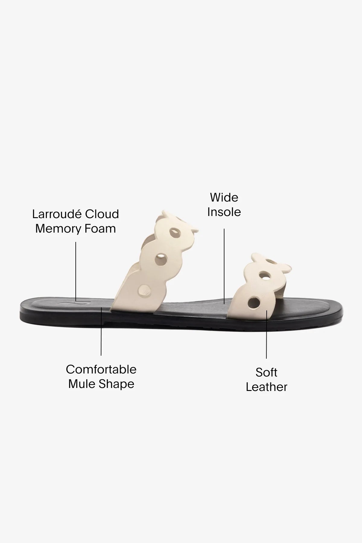 Larroude Florence Flat Mule In Ivory Leather