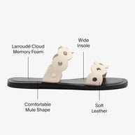 Larroude Florence Flat Mule In Ivory Leather