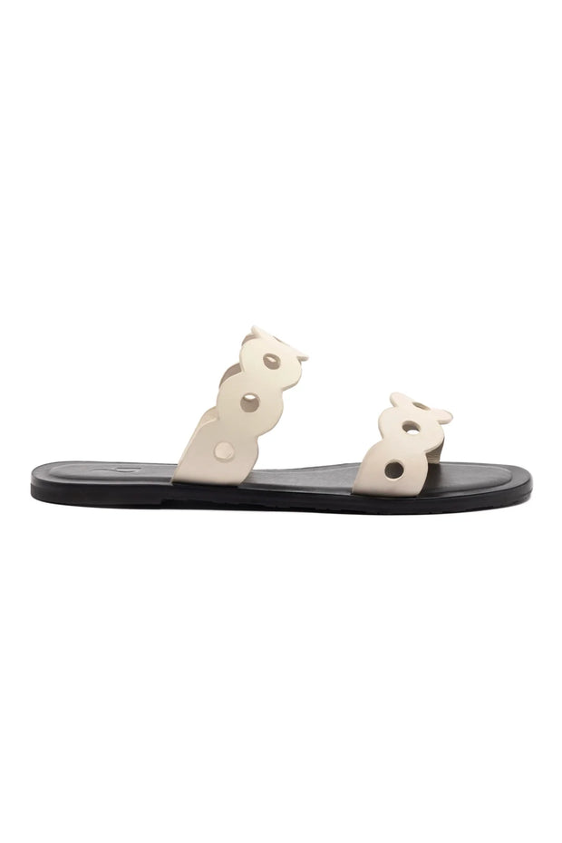 Larroude Florence Flat Mule In Ivory Leather