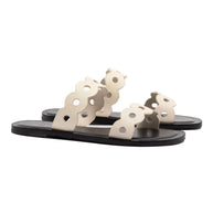 Larroude Florence Flat Mule In Ivory Leather