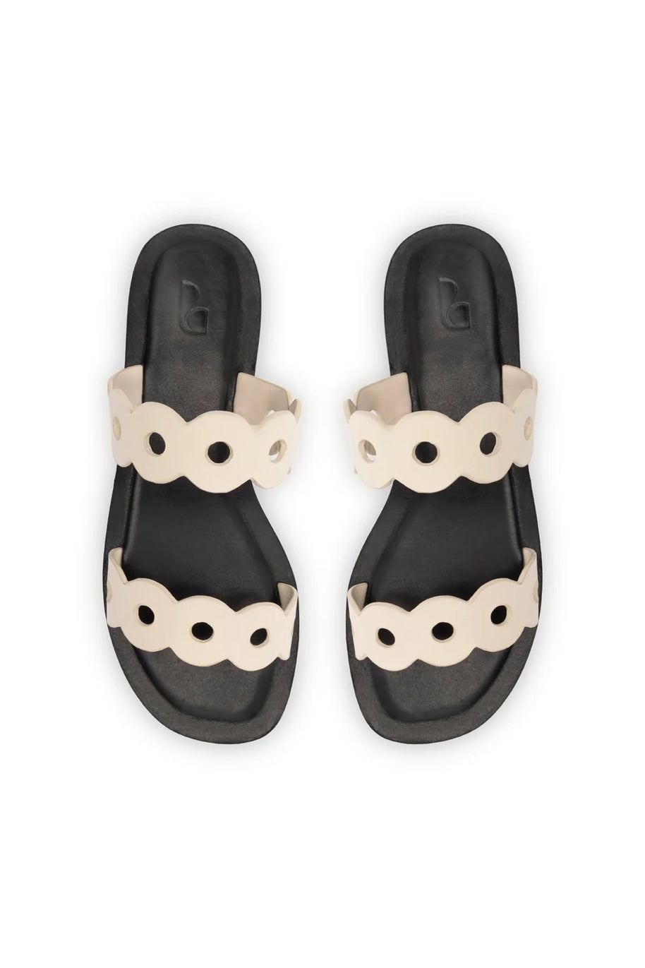 Larroude Florence Flat Mule In Ivory Leather