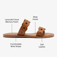 Larroude Florence Flat Mule In Light Caramel Leather