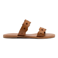Larroude Florence Flat Mule In Light Caramel Leather