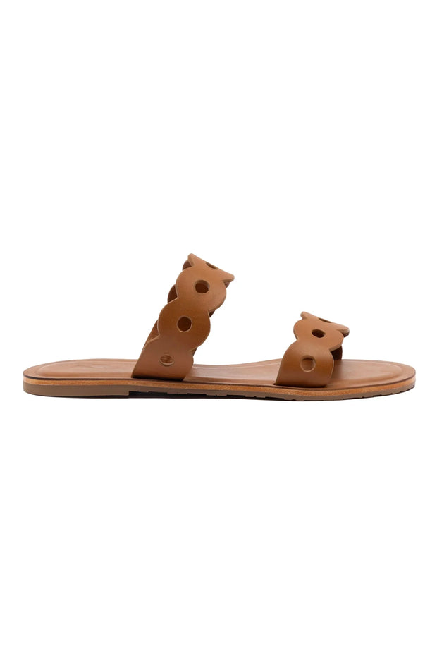 Larroude Florence Flat Mule In Light Caramel Leather