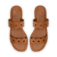 Larroude Florence Flat Mule In Light Caramel Leather