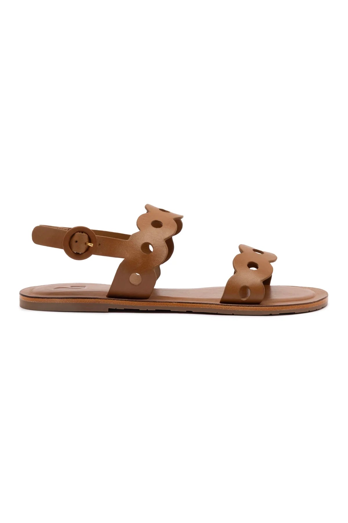 Larroude Florence Flat Sandal In Light Caramel Leather