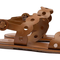 Larroude Florence Flat Sandal In Light Caramel Leather