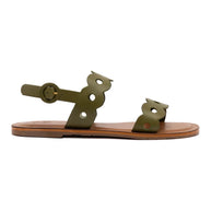 Larroude Florence Flat Sandal In Seaweed Leather