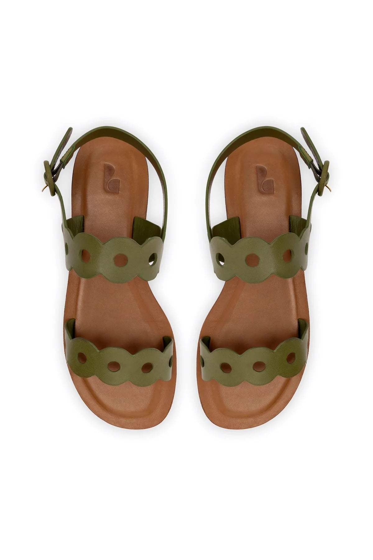 Larroude Florence Flat Sandal In Seaweed Leather
