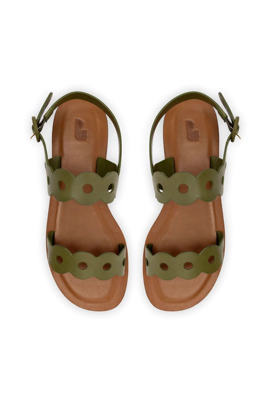 Larroude Florence Flat Sandal In Seaweed Leather
