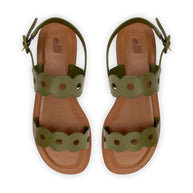 Larroude Florence Flat Sandal In Seaweed Leather