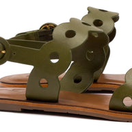 Larroude Florence Flat Sandal In Seaweed Leather