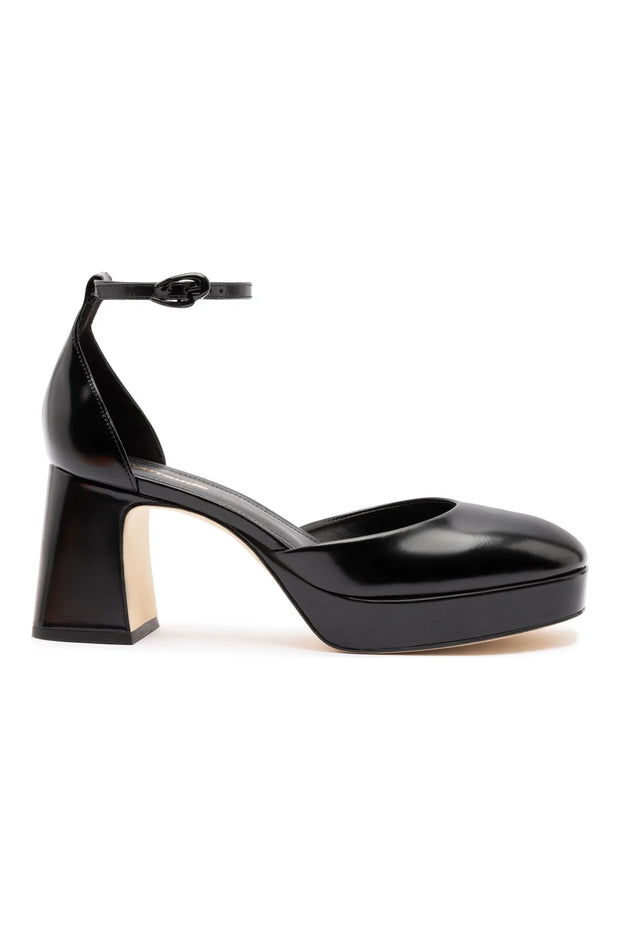Larroude Ari Verona Low Pump In Black Box Leather