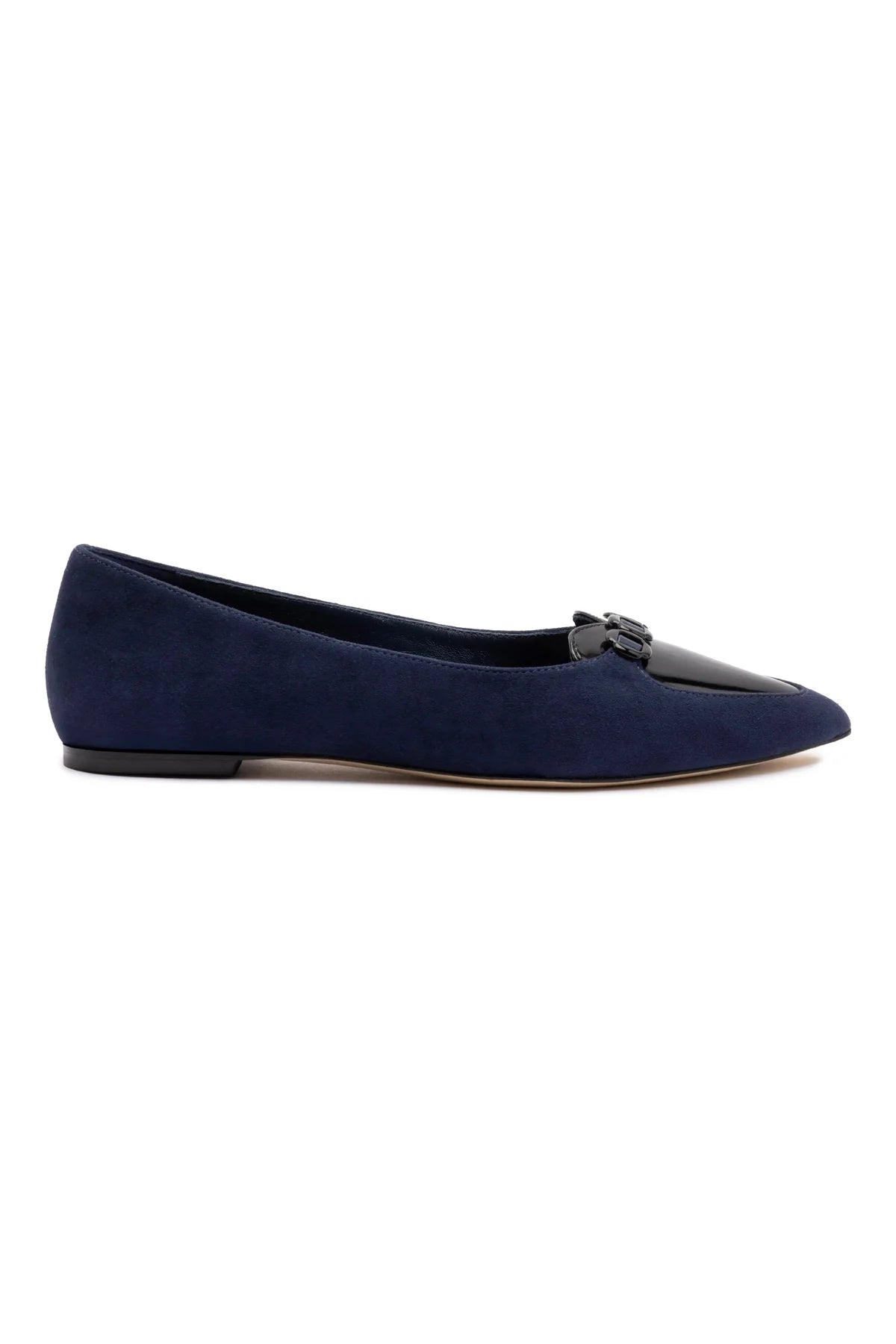 Larroude Audrey Flat In Navy Suede