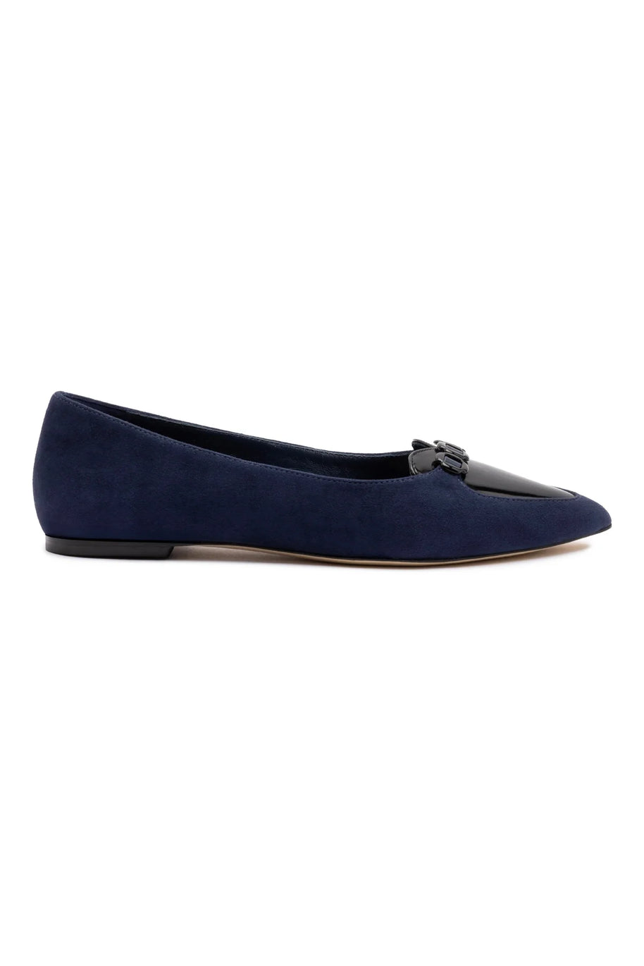 Larroude Audrey Flat In Navy Suede