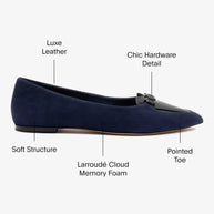 Larroude Audrey Flat In Navy Suede
