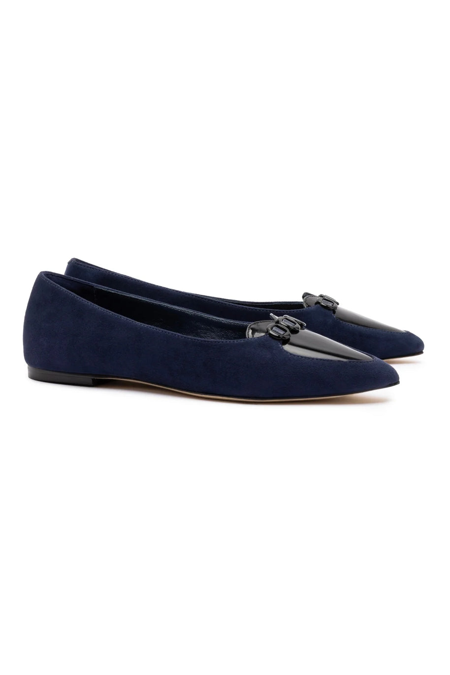 Larroude Audrey Flat In Navy Suede