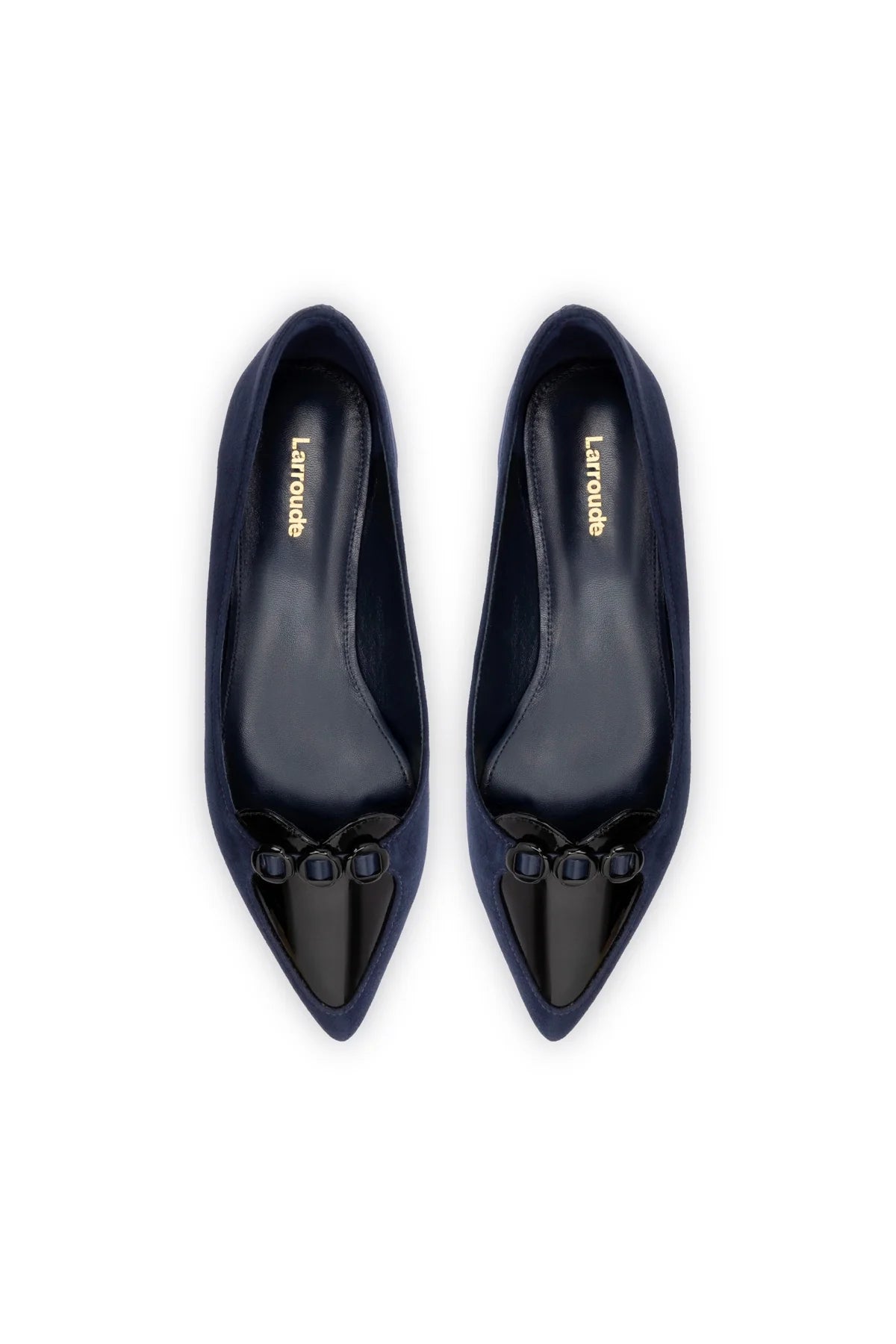 Larroude Audrey Flat In Navy Suede