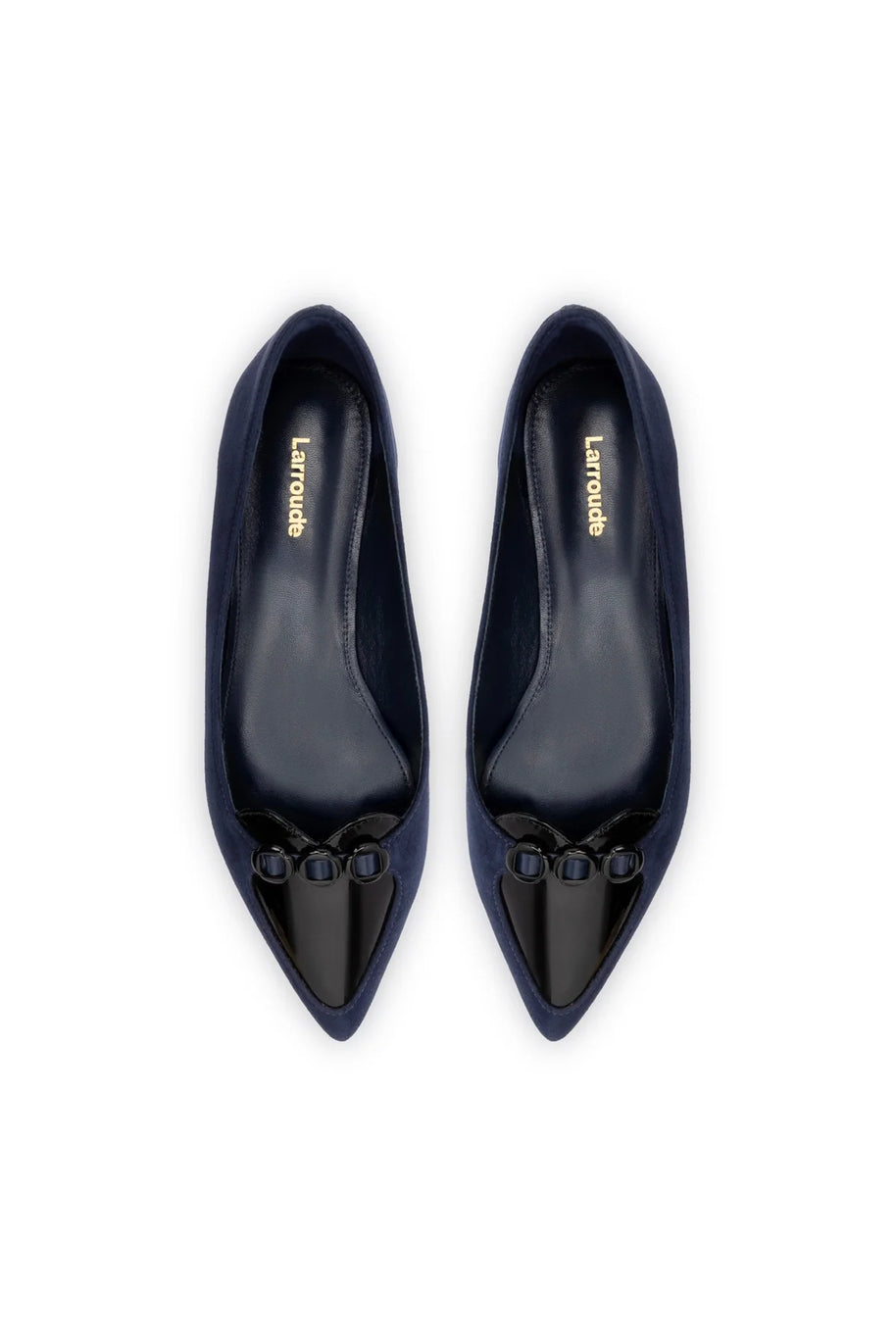 Larroude Audrey Flat In Navy Suede