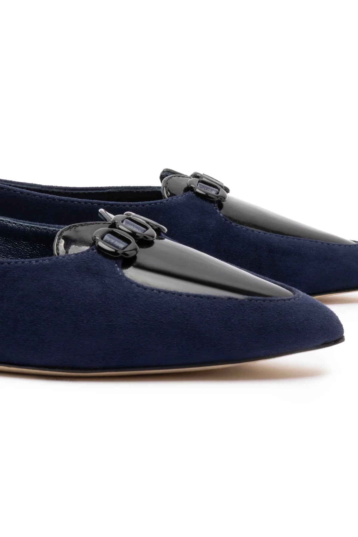 Larroude Audrey Flat In Navy Suede