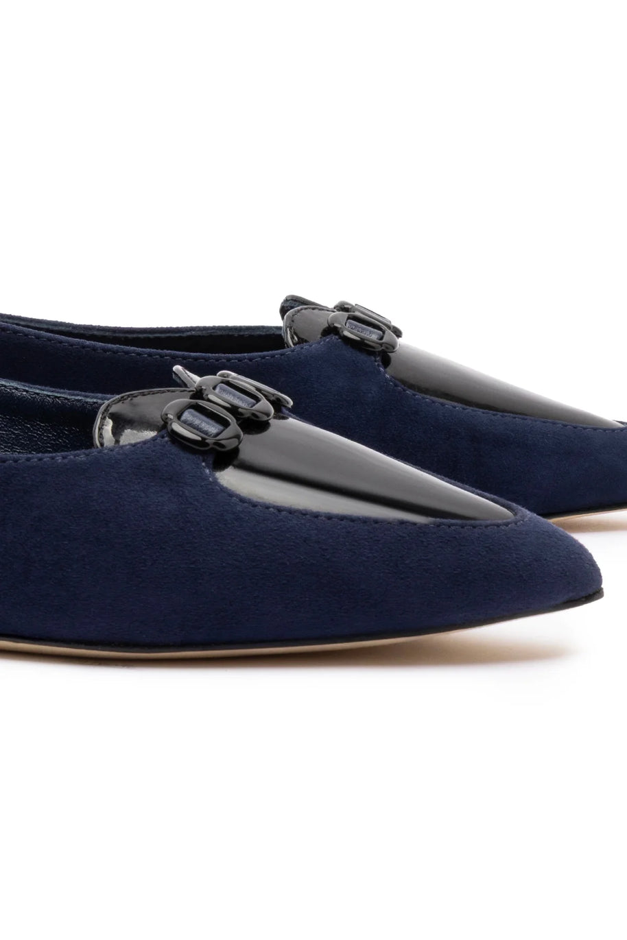 Larroude Audrey Flat In Navy Suede