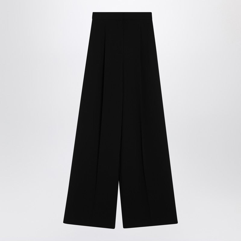 Max Mara Wide-leg Black Trousers In Compact Cady