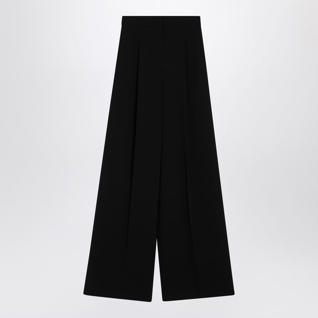 Max Mara Wide-leg Black Trousers In Compact Cady