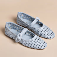 Larroude Verona Macrame Ballet Flat In Maya Leather