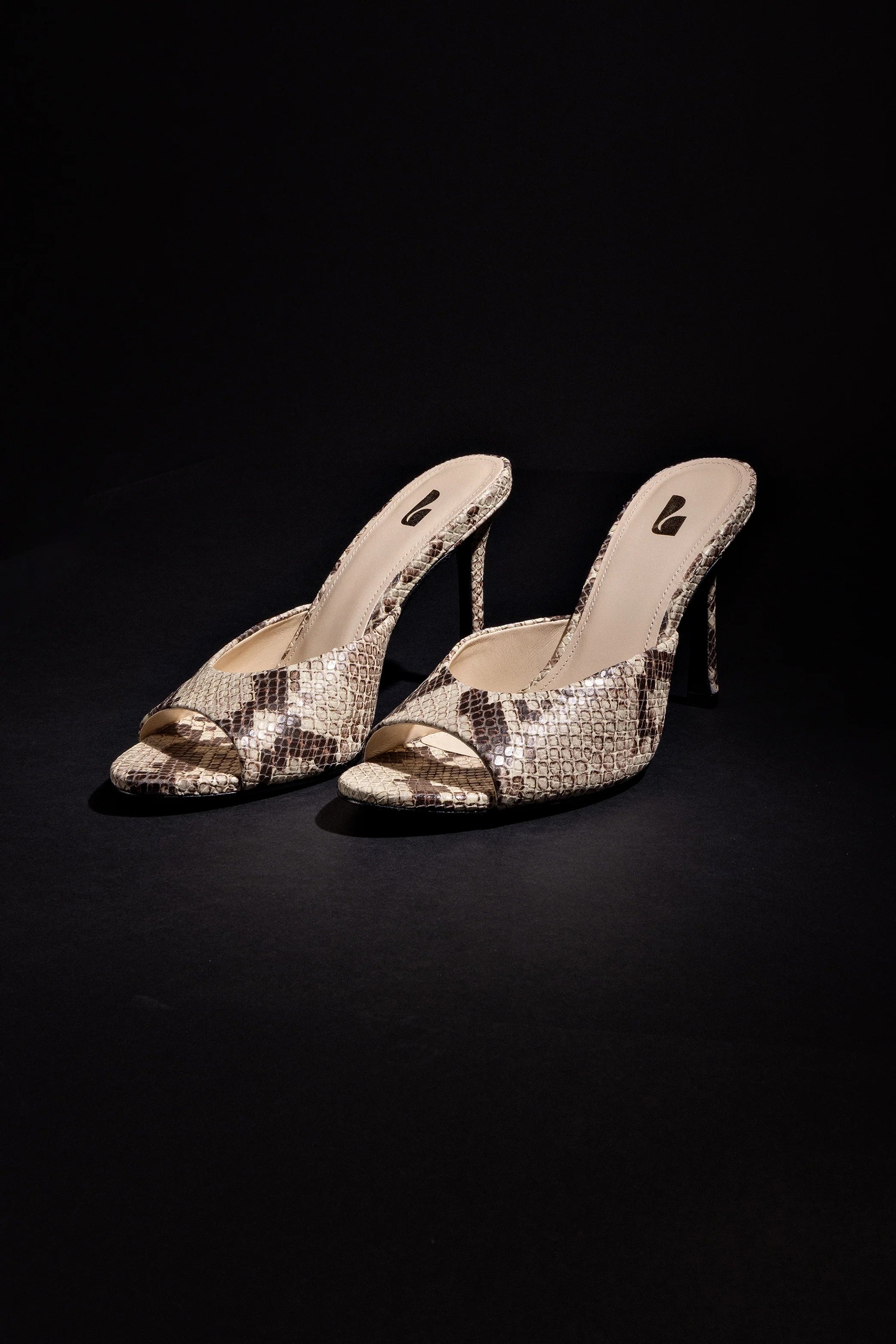 Larroude Jasmine Hi Mule In Snake Printed Neutral