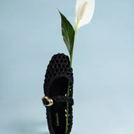 Larroude Verona Macrame In Black Embroidered Raffia