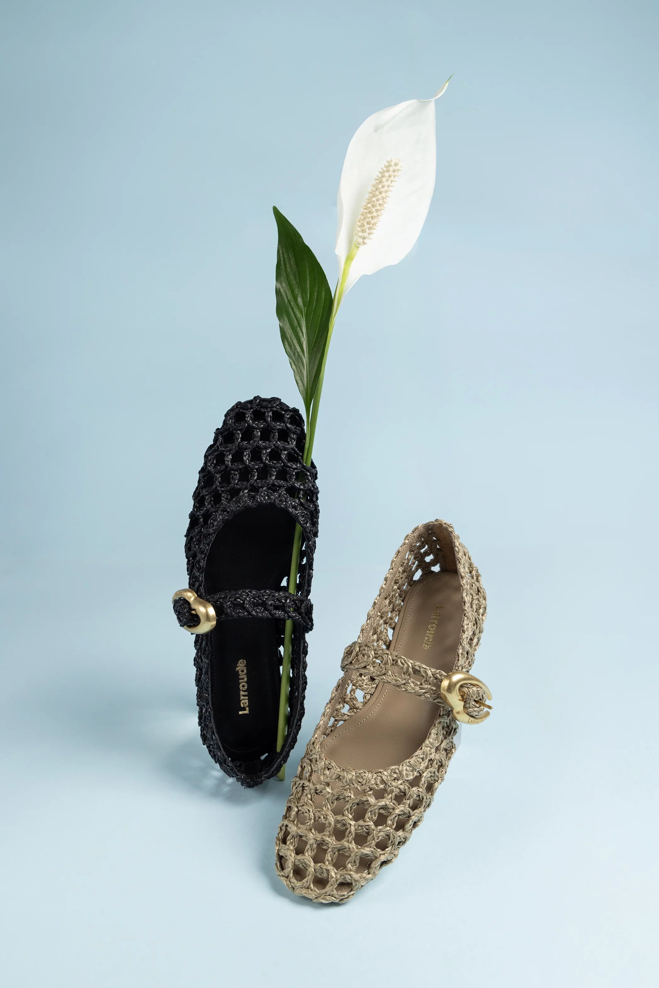 Larroude Verona Macrame In Black Embroidered Raffia