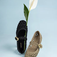 Larroude Verona Macrame In Black Embroidered Raffia