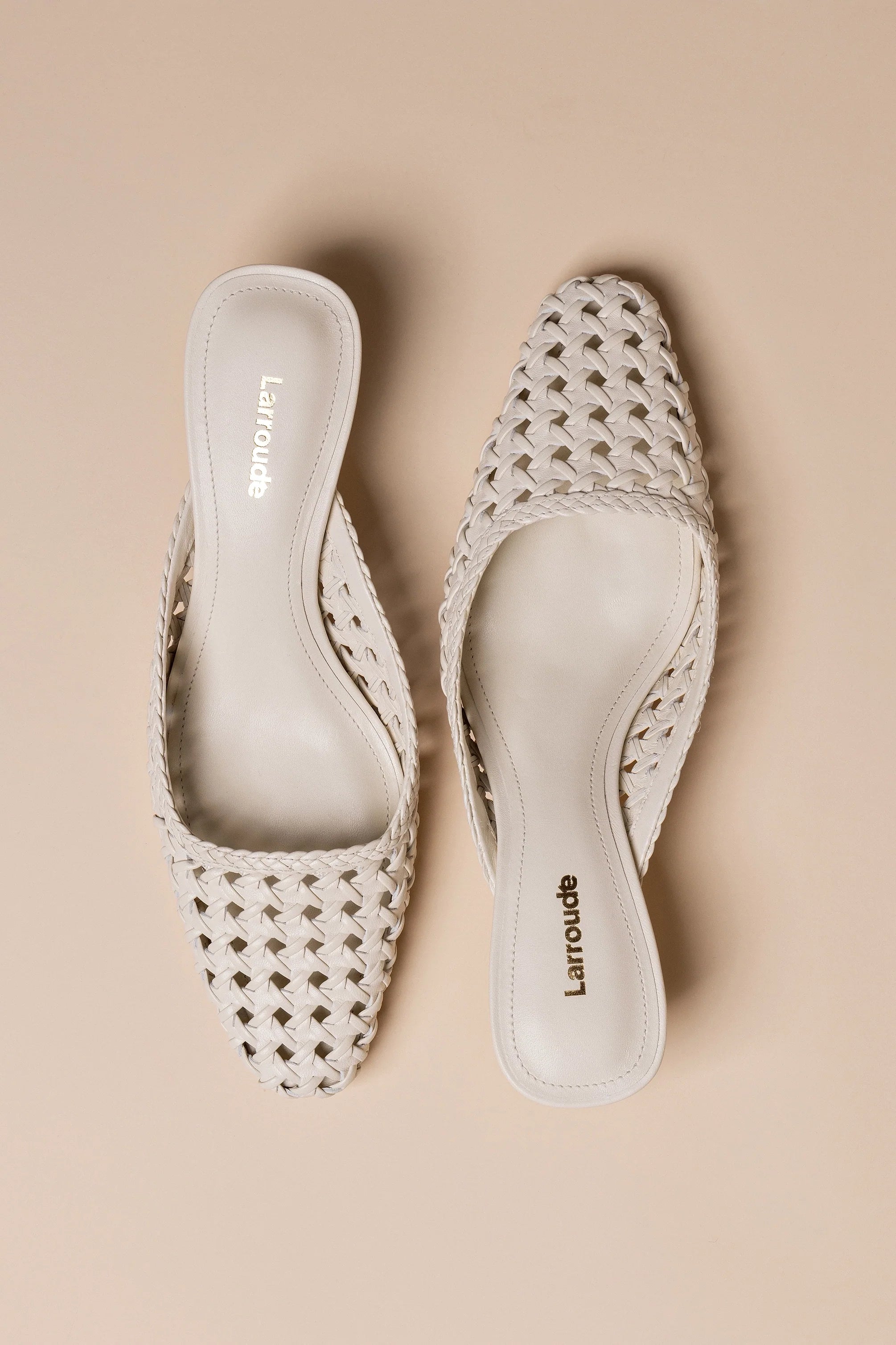 Larroude Amal Macrame Mule In Ivory Leather