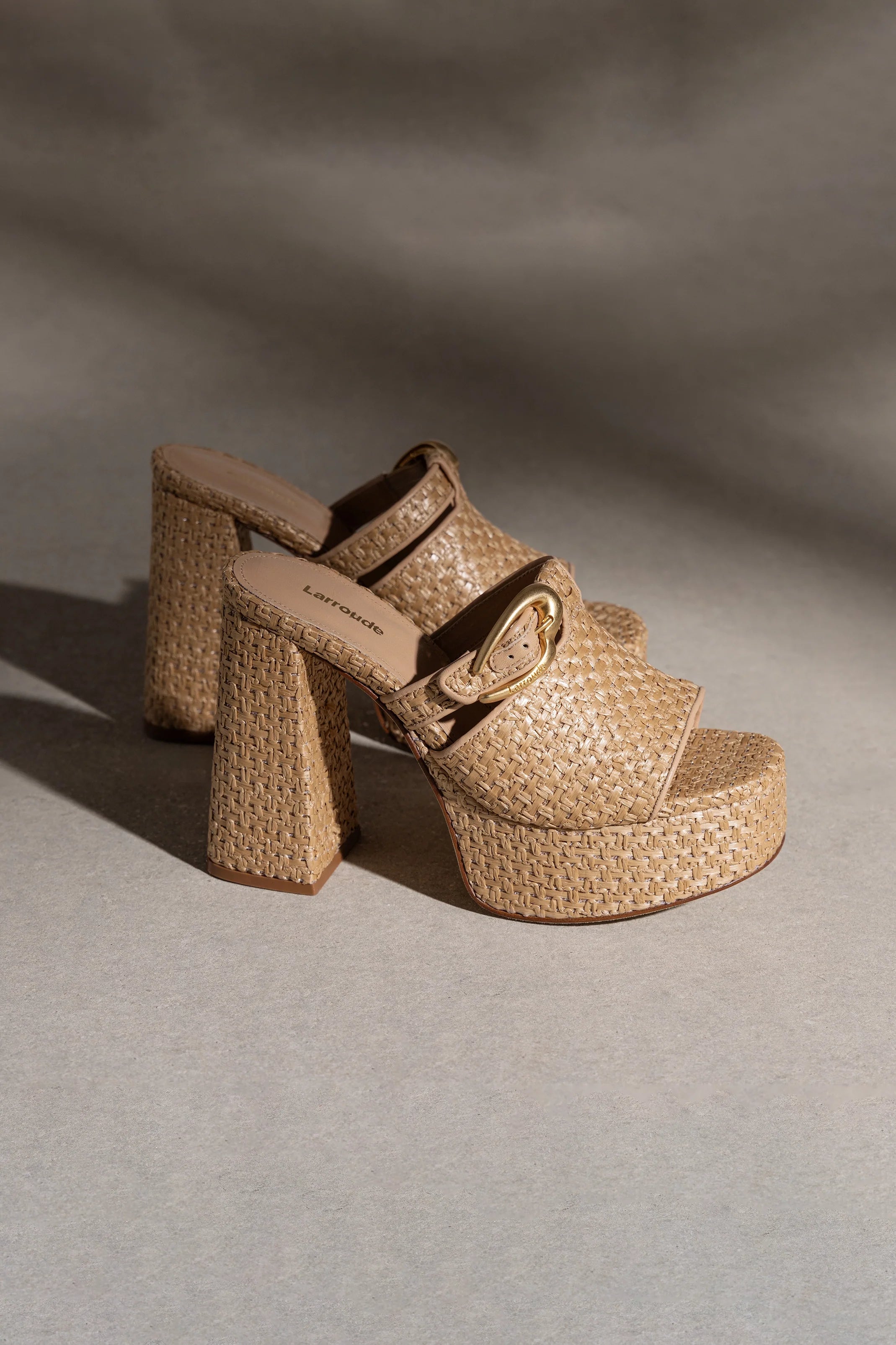 Larroude Dolly Verona Mule In Natural Raffia