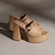 Larroude Dolly Verona Mule In Natural Raffia