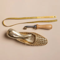 Larroude Amal Macrame Mule In Gold Metallic Leather